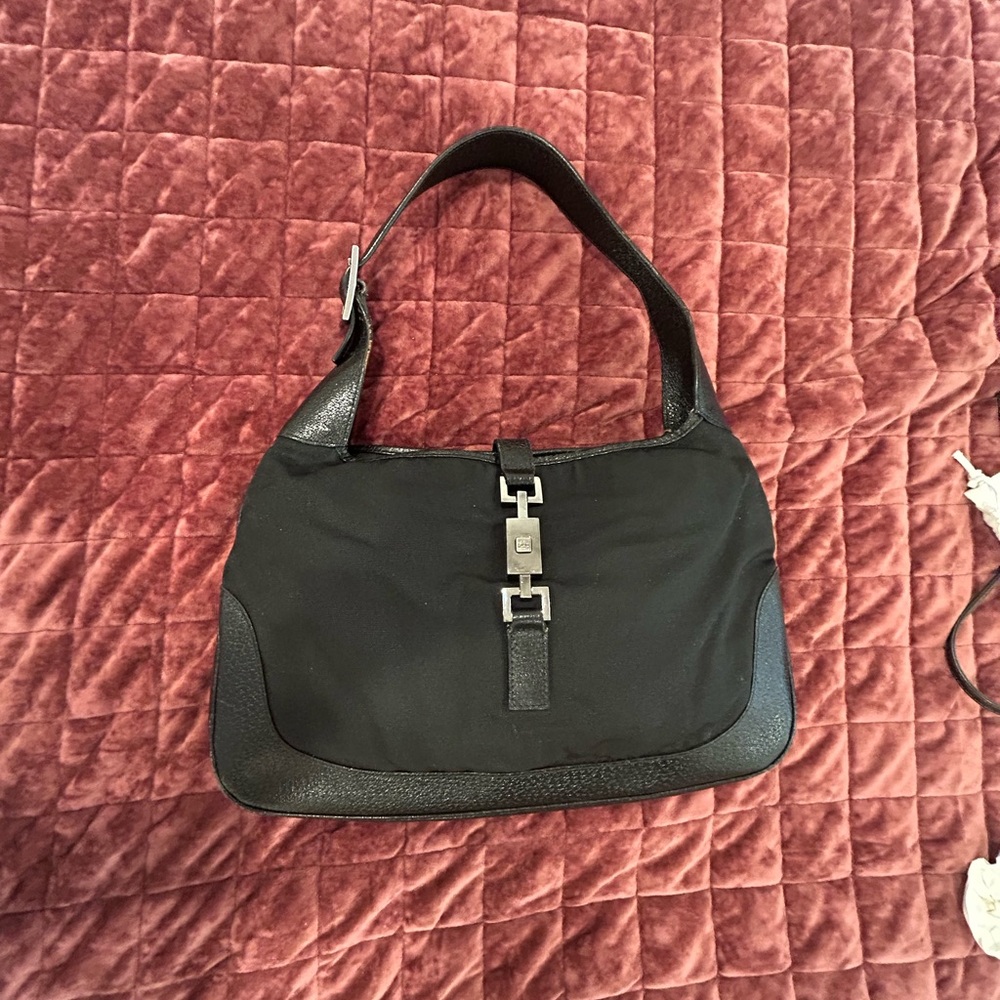 Gucci Jackie O Black Shoulder Bag with Silver Hardware